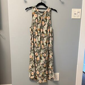 Joie High Low Floral Dress - Green and Orange